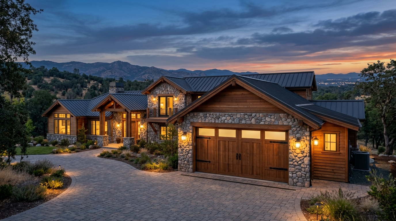 Carmichael Garage Door Service Exterior Closed Garage Door at Twilight