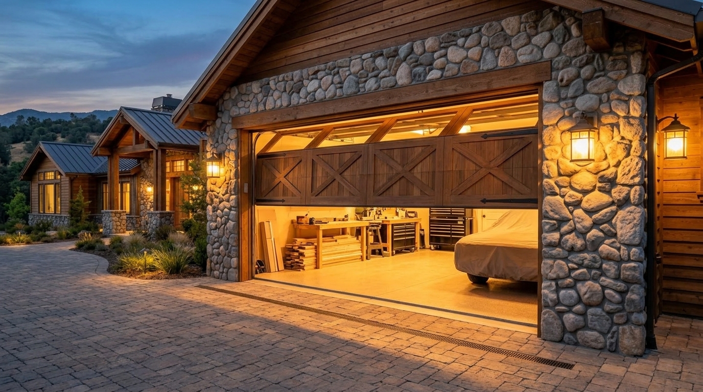 Carmichael Garage Door Service Garage Door Gliding Open Revealing Warm Illuminated Interior